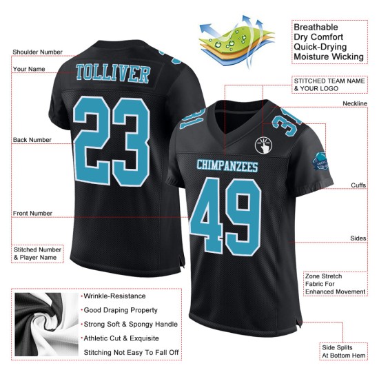 Custom Black Panther Blue-White Mesh Authentic Football Jersey Custom Black Panther Blue-White Mesh Authentic Football Jersey