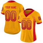 Custom Gold Scarlet-Black Mesh Drift Fashion Football Jersey Custom Gold Scarlet-Black Mesh Drift Fashion Football Jersey