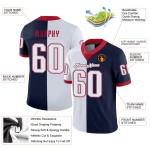 Custom Navy White-Scarlet Mesh Split Fashion Football Jersey Custom Navy White-Scarlet Mesh Split Fashion Football Jersey